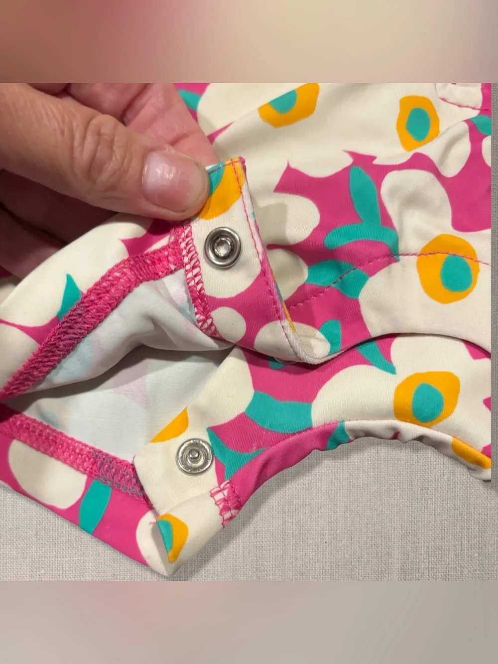 Hanna Andersson Baby Rash Guard Swimsuit 6-12M Bold Poppy Floral UPF 50+
